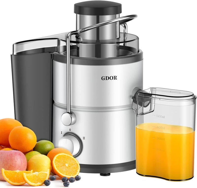 GDOR 800W Juicer Machine, 3” Wide Feed Chute, Dual-Speed Centrifugal Juicer for Fruits & Vegetables, Anti-Drip Function, BPA-Free, Easy to Clean with Brush, White - Image 1